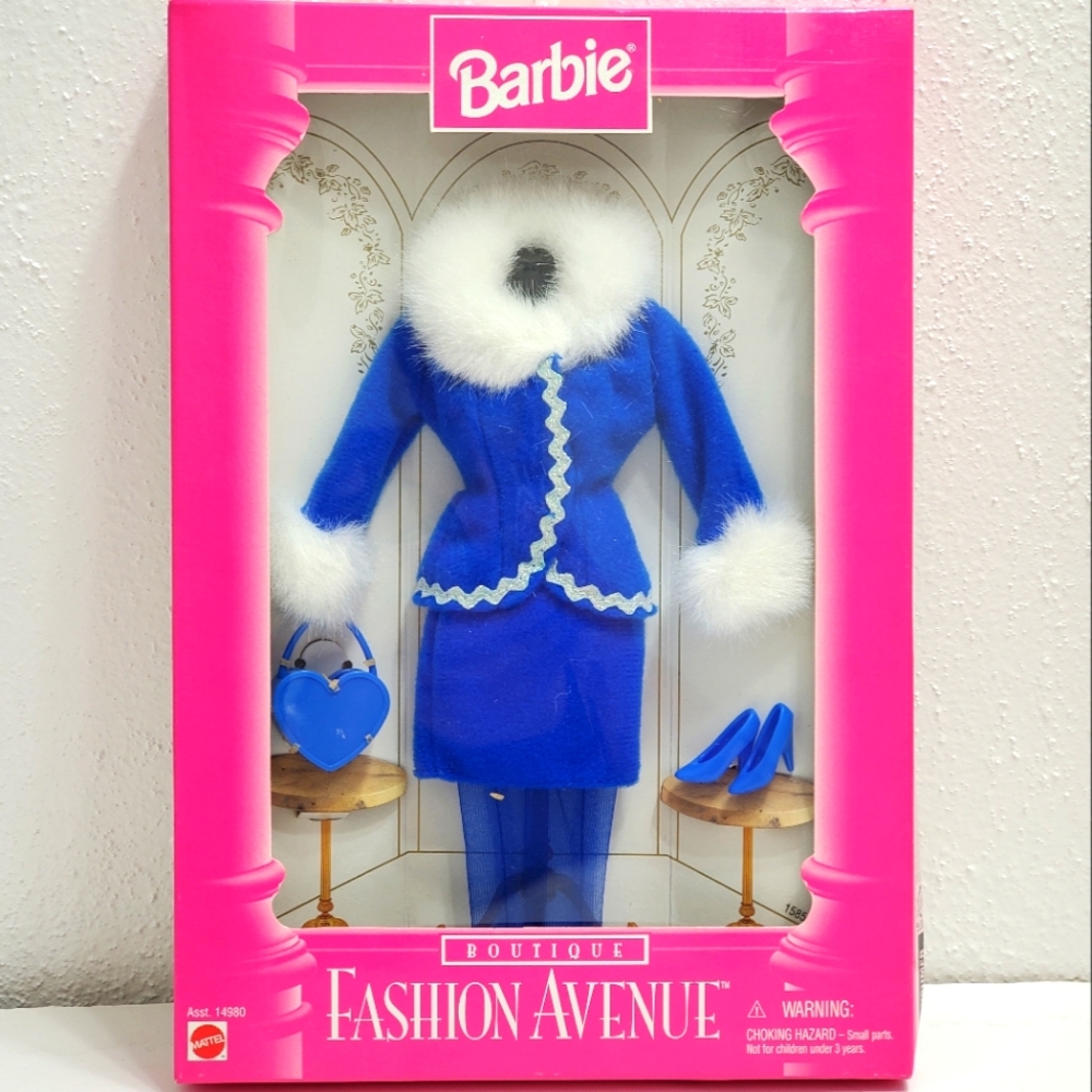 NIB Vintage 1997 Barbie Faux Fur Suit Fashion Avenue Collection